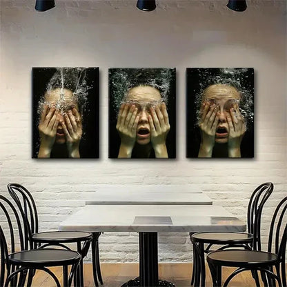 3pcs Featuring Expressive Face Immersion Perfect Wall Art Set Canvas Unframed - High Quality Print 100% Australian Made Wall Canvas