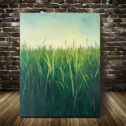 Sugarcane Field Painting Vibrant Nature 40x60cm Metal Print Ready to Hang - Bella Home Decor