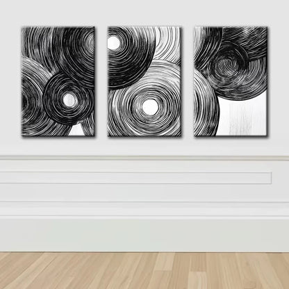 3pcs Abstract Wood Rings Wall Art Set Canvas Framed 60x90cm - High Quality Print 100% Australian Made Wall Canvas Ready to Hang - Bella Home Decor