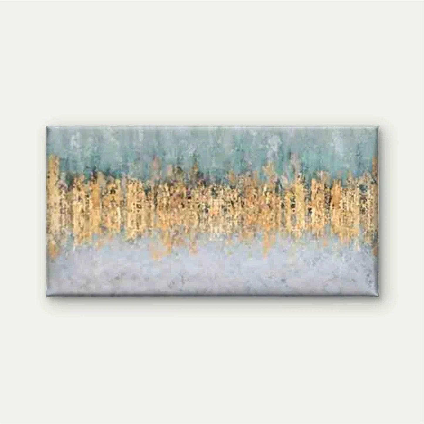Abstract in Golden And Teal Wall Art Canvas Office Home Room Framed 120x60cm