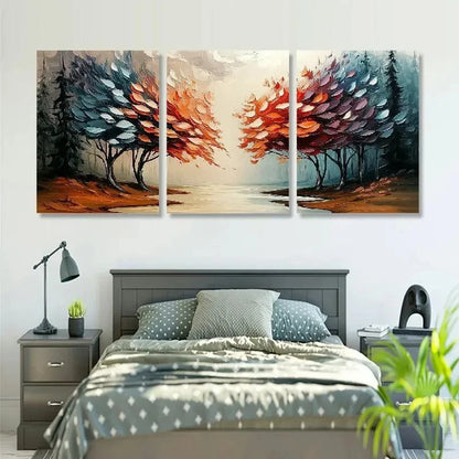 3pcs Classic Style Abstract Forest Prints Metal Print Ready to Hang Art - Bella Home Decor