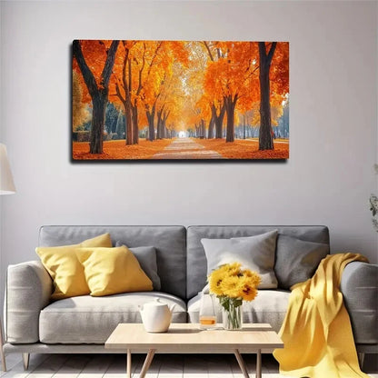 Forest Road Surrounded Tcrees Wall Art Canvas Office Home Room Framed 120x60cm - Bella Home Decor