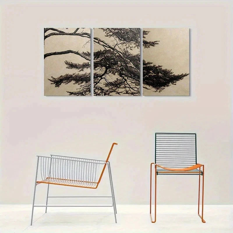 3pcs Abstract Tree Black and White Nature Metal Print Ready to Hang Art - Bella Home Decor