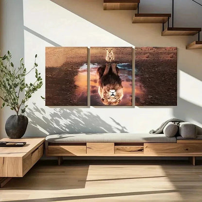 3pcs Lion Animal Theme Inspirational Wall Art Set Canvas Framed 60x90cm - High Quality Print 100% Australian Made Wall Canvas Ready to Hang - Bella Home Decor
