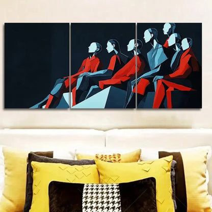 3pcs Abstract Human Figures Action I  Wall Art Set Canvas Framed 50x70cm - High Quality Print 100% Australian Made Wall Canvas Ready to Hang - Bella Home Decor
