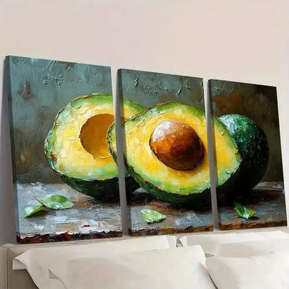 3pcs Modern Kitchen Avocado Decor Wall Art Set Canvas Unframed - High Quality Print 100% Australian Made Wall Canvas - Bella Home Decor