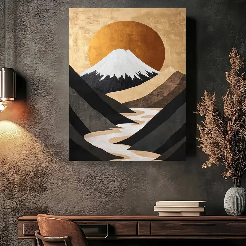 Beautiful Modern Abstract Landscape Painting 40x60cm Metal Print Ready to Hang - Bella Home Decor