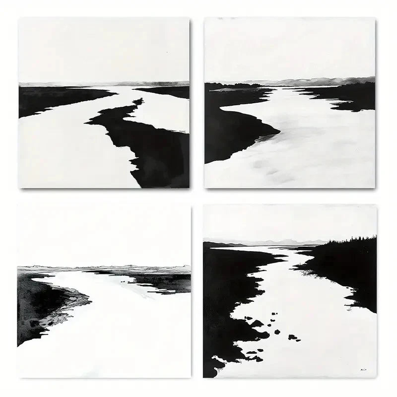 4pcsBlack and white Wall Art Canvas Framed