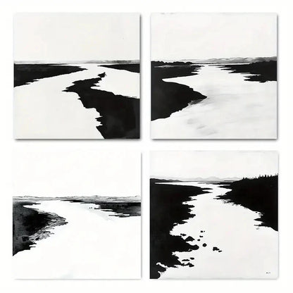4pcsBlack and white Wall Art Canvas Framed