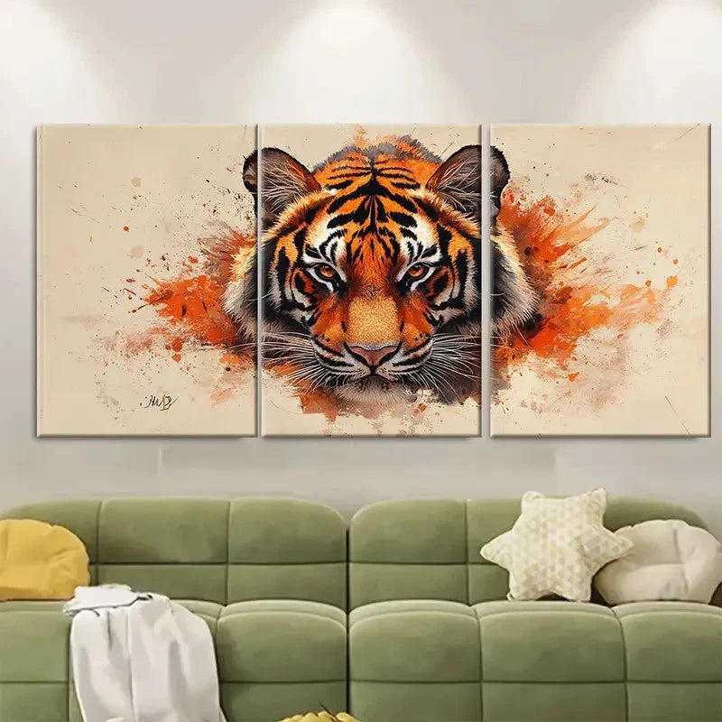 3pcs Wild Tiger Beautiful Big Cat TI Wall Art Set Canvas Framed 40x60cm - High Quality Print 100% Australian Made Wall Canvas Ready to Hang