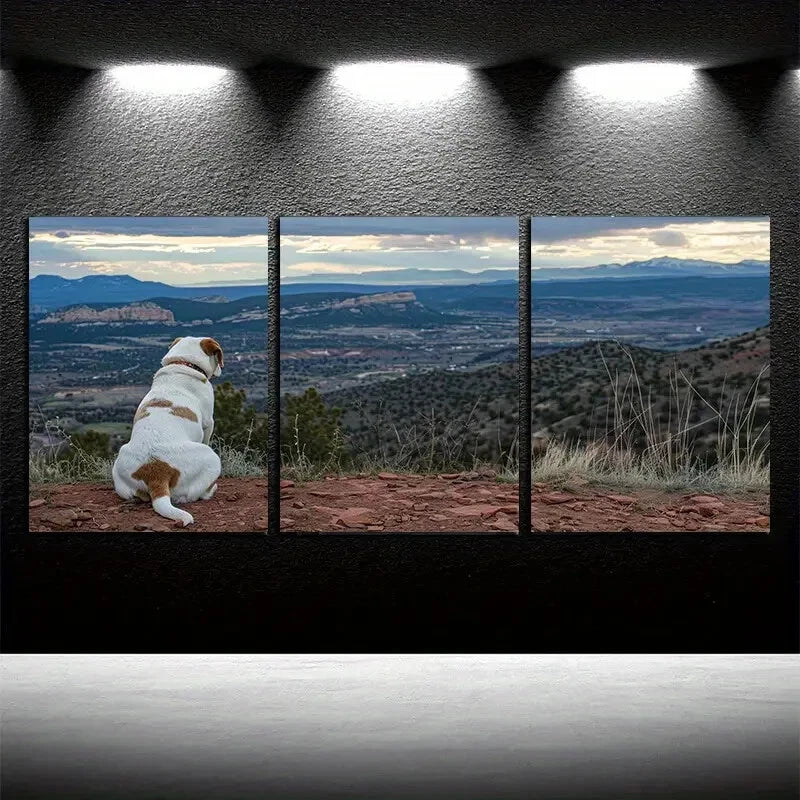 3pcs Dogs on The Mountain Nature Illustration Metal Print Ready to Hang Art - Bella Home Decor