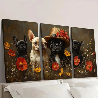 3pcs French Bulldog FB Wall Art Set Canvas Framed 40x60cm - High Quality Print 100% Australian Made Wall Canvas Ready to Hang - Bella Home Decor