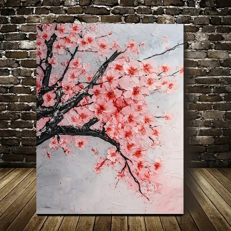 Beautiful Vibrant Pink Floral Painting 40x60cm Metal Print Ready to Hang - Bella Home Decor