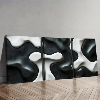 3pcs Shape on Black Background Wall Art Set Canvas Unframed - High Quality Print 100% Australian Made Wall Canvas