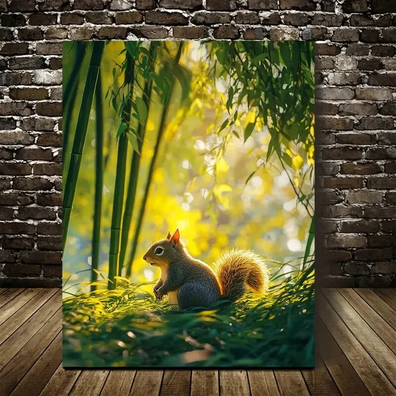Serene Bamboo Grove Scene Ethereal Glow Painting 40x60cm Metal Print Ready to Hang - Bella Home Decor