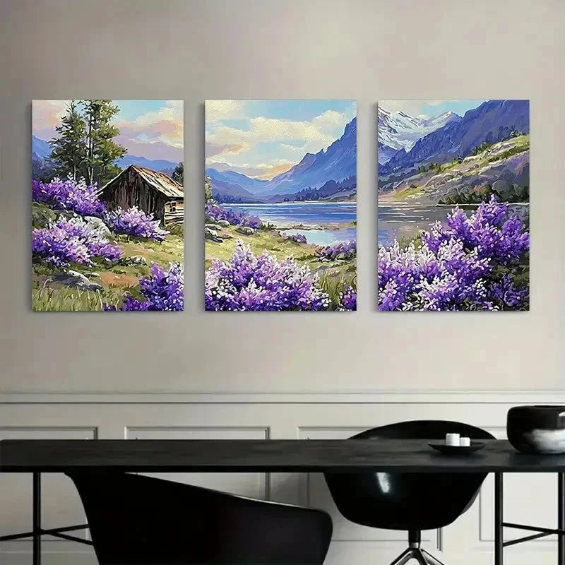 3pcs Number-Style Landscape Painting Modern Art Metal Print Ready to Hang Art - Bella Home Decor
