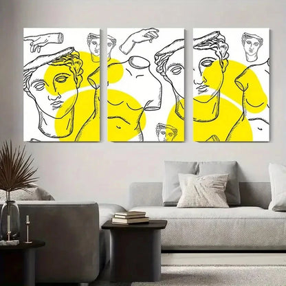 3pcs Abstract Classic Portrait Line Art Metal Print Ready to Hang Art - Bella Home Decor