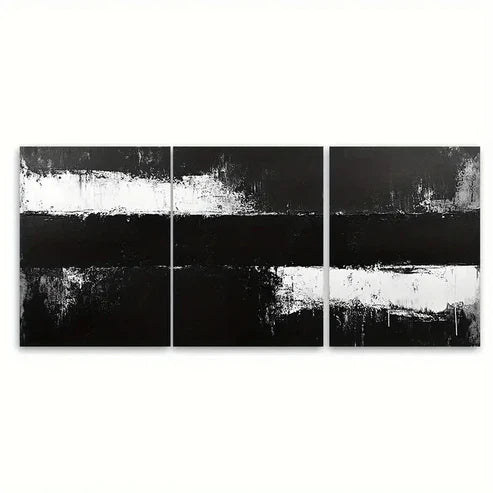 3pcs Minimalist Painting Abstract Black & White Wall Art Canvas Unframed - High Quality Print 100% Australian Made Wall Canvas