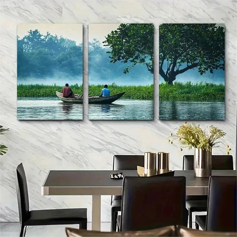 3pcs Botanical Bangladesh Decor Travel Perfect Wall Art Set Canvas Framed 50x70cm - High Quality Print 100% Australian Made Wall Canvas Ready to Hang - Bella Home Decor