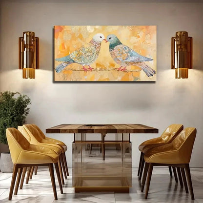 Pair Of Love Doves Perfect Wall Art Canvas Office Home Room Framed 120x60cm