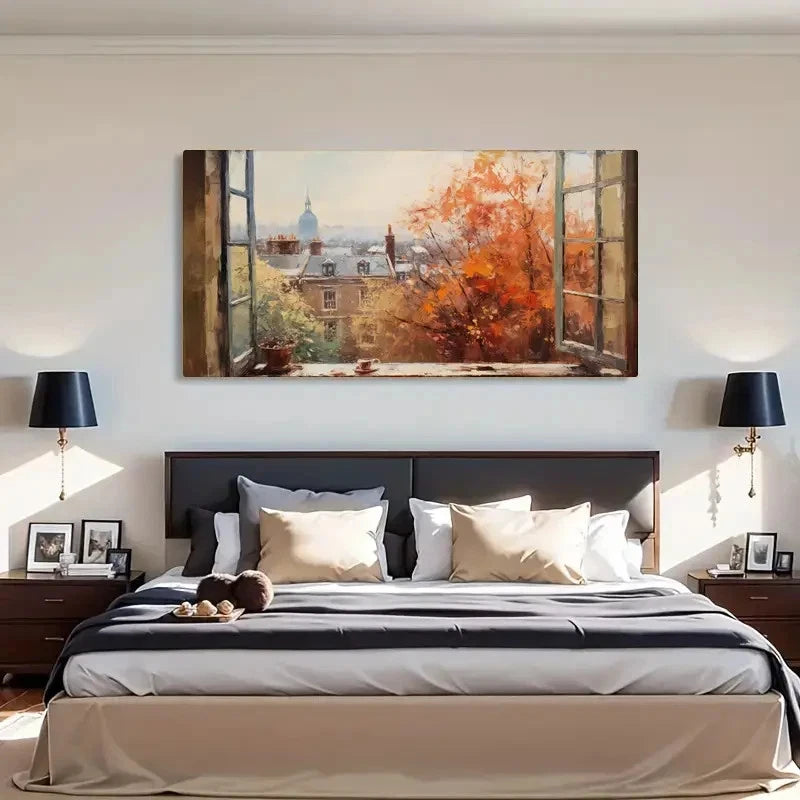 Cityscape Autumn Scenery Decor Wall Art Canvas Office Home Room Framed 120x60cm