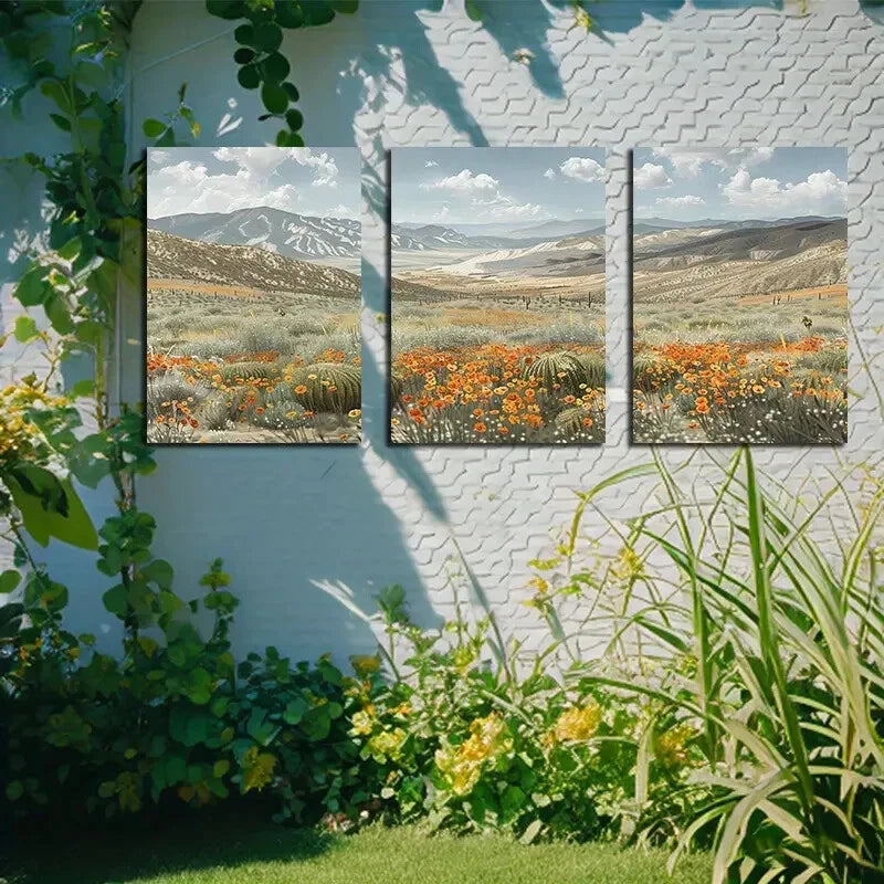 3pcs Desert Cactus Oasis Landscape Scene Metal Print Ready to Hang Art - Bella Home Decor