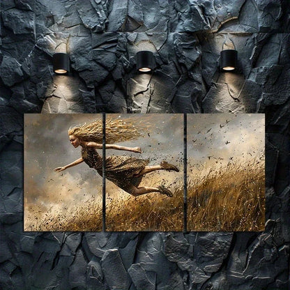 3pcs Abstract Dance Oil Painting Metal Print Ready to Hang Art