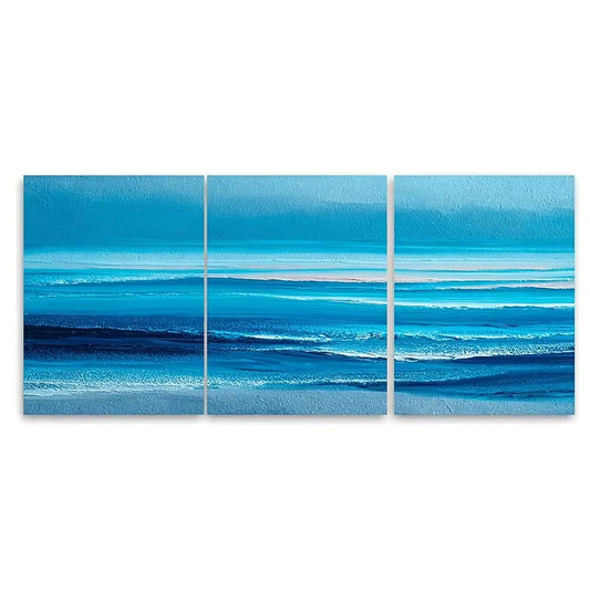 3pcs Blue Seascape Abstract Sunrise Metal Print Ready to Hang Art