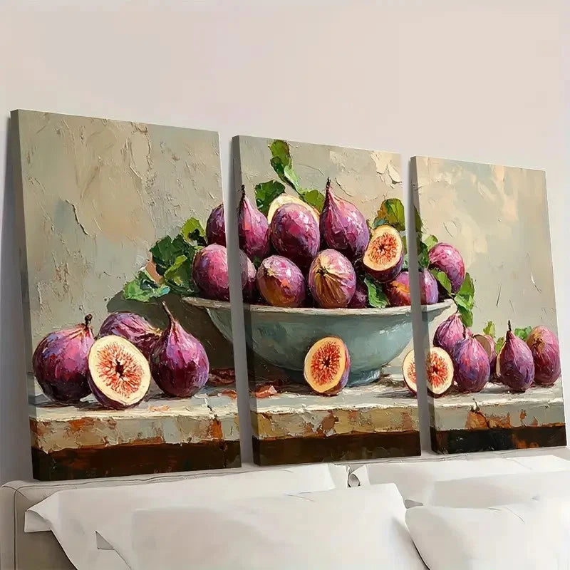 3pcs Fig  Original Art Fruit OA     Wall Art Set Canvas Framed 40x60cm - High Quality Print 100% Australian Made Wall Canvas Ready to Hang