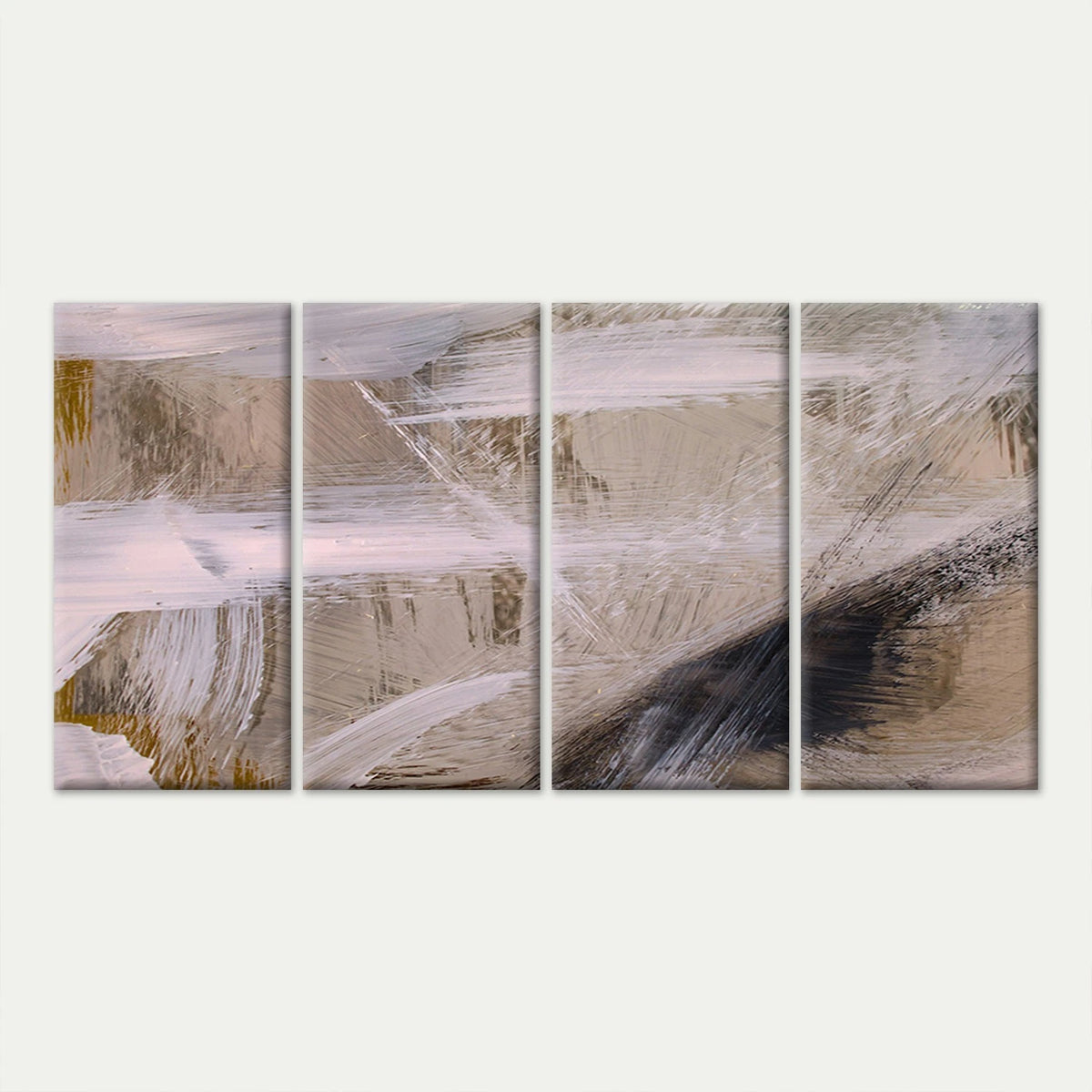4pcs Modern Neutral Abstract Brushstroke Wall Art Canvas Framed 45x80cm - High Quality Print 100% Australian Made Wall Canvas Ready to Hang
