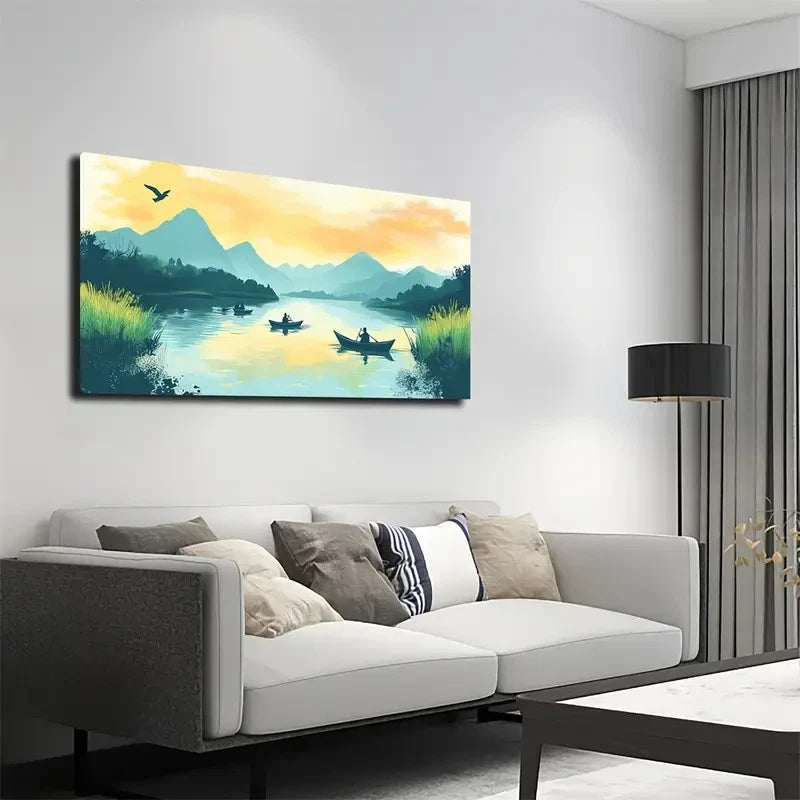 Serene Reed Landscape Wall Art canvas office home room framed 120x60cm - Bella Home Decor
