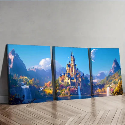3pcs Charming old castle Wall Art Canvas Unframed - High Quality Print 100% Australian Made Wall Canvas - Bella Home Decor
