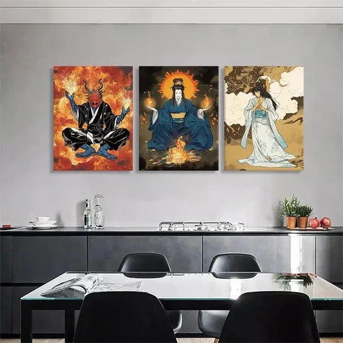 3pcs Japanese Samurai & Mystic Geisha Perfect Art Set Canvas Unframed - High Quality Print 100% Australian Made Wall Canvas