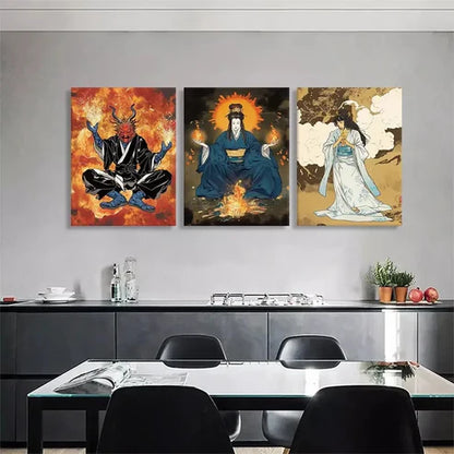 3pcs Japanese Samurai & Mystic Geisha Perfect Art Set Canvas Unframed - High Quality Print 100% Australian Made Wall Canvas
