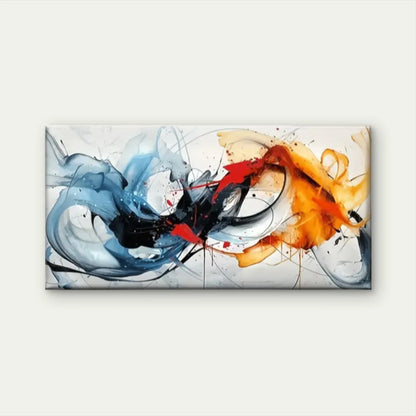 Red And Blue Impact Abstract Wall Art Canvas Office Home Room Framed 120x60cm