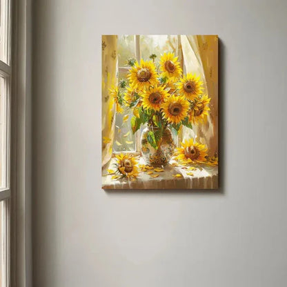 Beautiful Warm Yellow and Green Palette Painting 60x90cm Metal Print Ready to Hang