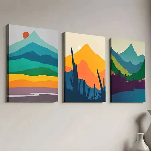 3pcs Modern Fashion Natural Mountain Landscape Canvas Unframed - High Quality Print 100% Australian Made Wall Canvas
