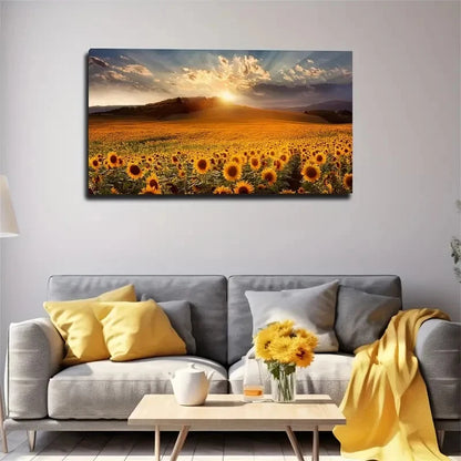 Sunflowers At Sunset Wall Art Canvas Office Home Room Framed 120x60cm