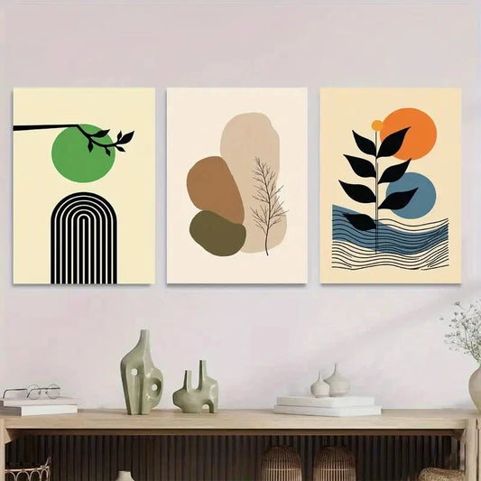 3pcs Abstract 3 Minimalist Modern Green Wall Art Set Canvas Framed 40x60cm - High Quality Print 100% Australian Made Wall Canvas Ready to Hang