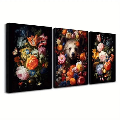 3pcs Roses Print, Still Life Flowers wall Art Set Canvas Framed 50x70cm - High Quality Print 100% Australian Made Wall Canvas Ready to Hang