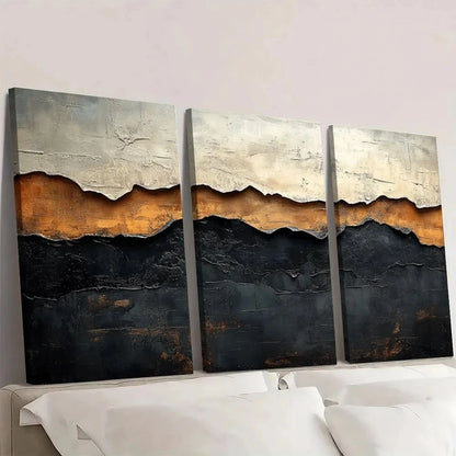 3pcs Neutral Tones Earth Colors Painting Wall Art Set Canvas Framed 50x70cm - High Quality Print 100% Australian Made Wall Canvas Ready to Hang