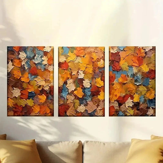 3pcs painting of leaves Wall Art Set Canvas Framed 50x70cm - High Quality Print 100% Australian Made Wall Canvas Ready to Hang