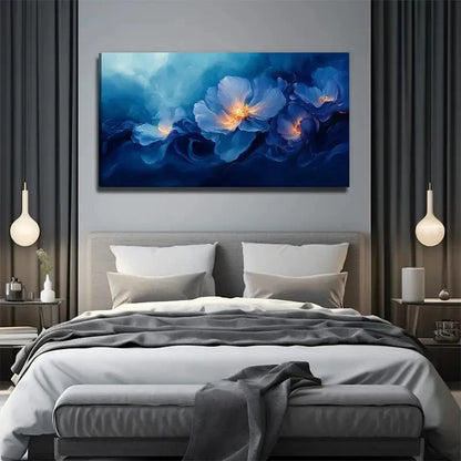 Blue Hibiscus Flower Wall Art Canvas Office Home Room Framed 120x60cm