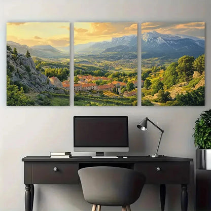 3pcs Mont Ventoux Bedoin Village Travel Wall Art Set Canvas Framed 40x60cm - High Quality Print 100% Australian Made Wall Canvas Ready to Hang