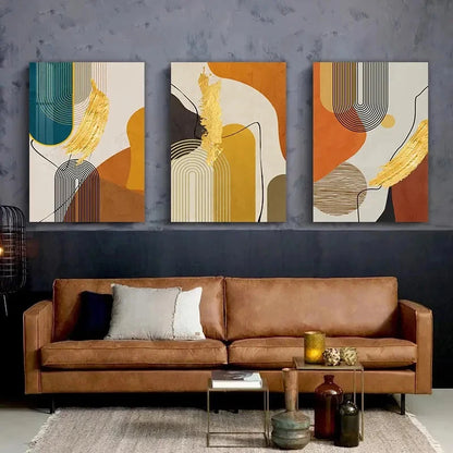 3pcs Abstract Geometric Bohemian Fantasy Theme Canvas Framed 50x70cm - High Quality Print 100% Australian Made Wall Canvas Ready to Hang - Bella Home Decor
