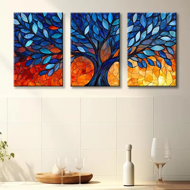 3pcs Tree of Life Vibrant Design Wall Art Set Canvas Framed 60x90cm - High Quality Print 100% Australian Made Wall Canvas Ready to Hang