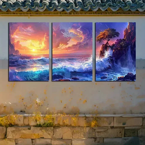 3pcs Chic Sea Themed Wall Art Canvas Unframed - High Quality Print 100% Australian Made Wall Canvas