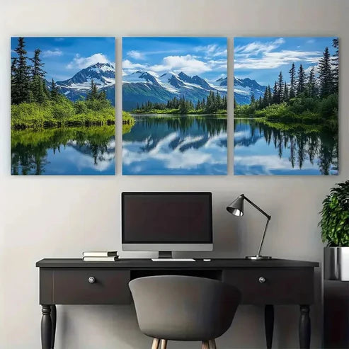 3pcs Abstract Two Overlapping shapes Wall Art Canvas Unframed - High Quality Print 100% Australian Made Wall Canvas - Bella Home Decor