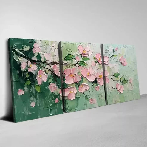 3pcs Magnificent Pink Flowers with Greenery Wall Art Canvas Unframed - High Quality Print 100% Australian Made Wall Canvas