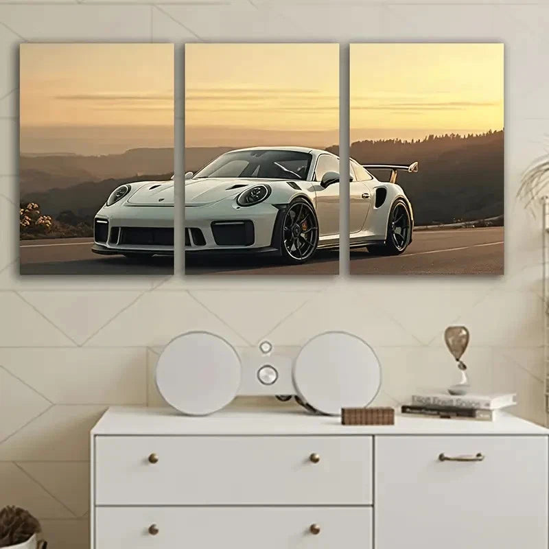 3pcs Modern Sport Car Posters Wall Art Set Canvas Framed 40x60cm - High Quality Print 100% Australian Made Wall Canvas Ready to Hang